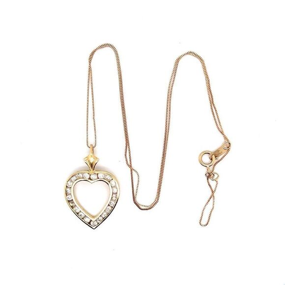 10k YG Cz Heart Necklace - Picture 4 of 8